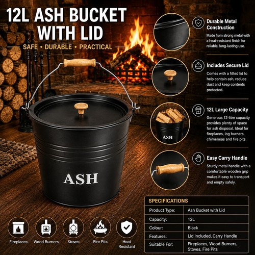 12l metal ash - 12l, lid