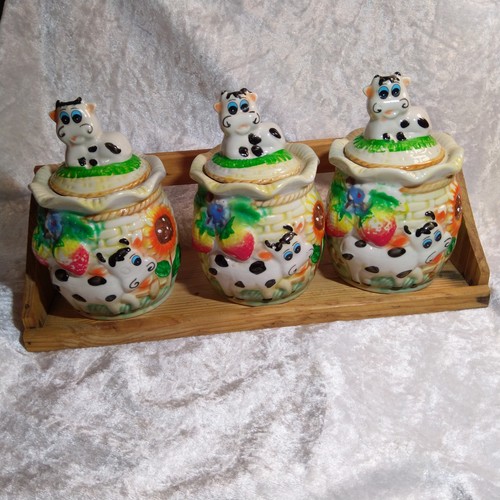 Set vintage ceramic cow jars - set,