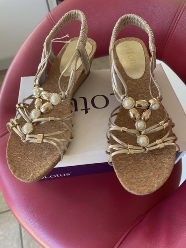 Lotus beaded wedge - lotus, sandal