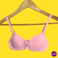 V BY VERY Girls' Moulded Bra, Padded, White Ribbon Accent, Pink, UK 30A | EU 65A