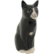 Gansey Ceramic Cat Figurine Black White Ornament 9cm Collectible