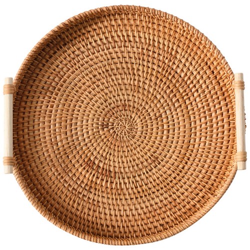Wicker tray round - wicker, woven