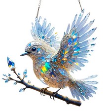 Crystal Sky Bluebird Stained Art Ornament 2D Acrylic Sun Catcher Hanging Decor