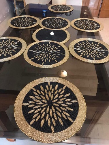 Black and gold beaded - black,