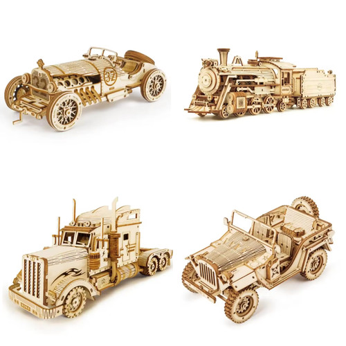 Wooden model kits train - 3d,