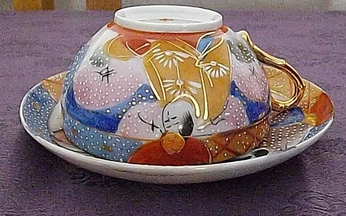 Cup and saucer patterned - cup,