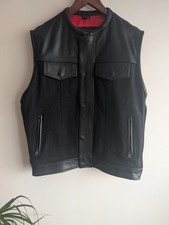 City Of Leather Motorcycle Biker Waistcoat Leather/Denim Black Mens Large