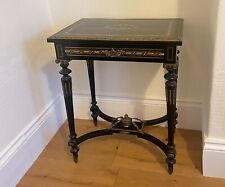 18th Century French Ebonised side table with lockable storage and mirror