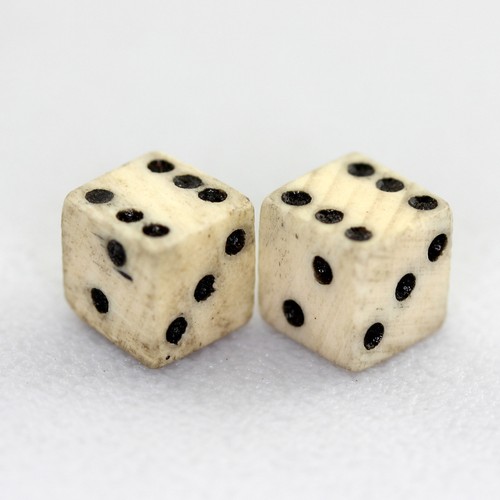 Antique bone dice set - bone,