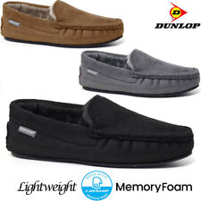 DUNLOP MENS SLIPPERS WINTER WARM FUR MEMORY FOAM INDOOR SLIP ON MOCCASIN SHOES