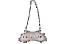 Silver Brandy Decanter Label White Metal 19th Century Art Nouveau