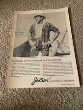 Vintage FRANK GIFFORD JANTZEN SHIRT TERRY-LINED JACKET SWIM TRUNKS PRINT AD '50s