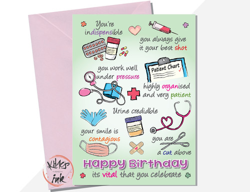 Nurse birthday card funny - nurse, card,