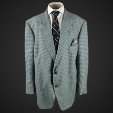 Vintage Donegal Men’s Tweed Jacket Blazer 52R Green Houndstooth Dogtooth Wool
