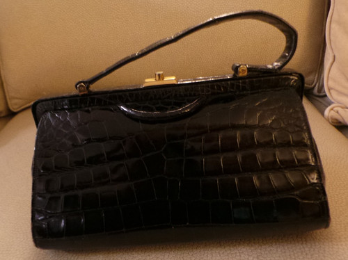 Vintage black alligator - black, handle