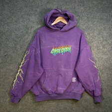 Childish Hoodie Mens Size UK M Purple Green Robs Motors TGF Lightning Strikes