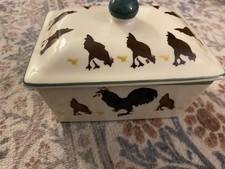 Large Vintage Emma Bridgewater Butter Dish Hen And Chickens With Lid