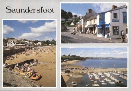 Vintage saundersfoot postcard - saundersfoot,