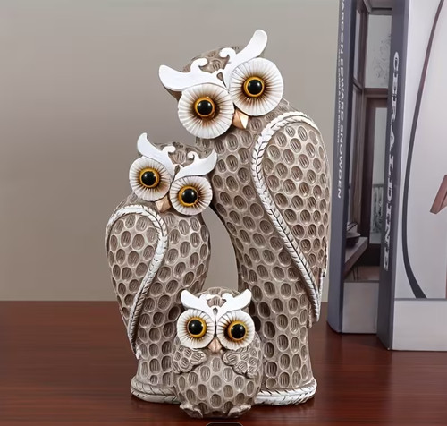 Realistic owl family figurine - owl,