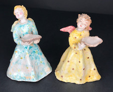 Angels Signed Greiner Characters Terracotta Ceramic Xmas Crib Vintage Antique