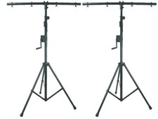2 x QTX Heavy Duty High Quality DJ Disco Winch Wind Up T-Bar Lighting Stand