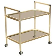 MID CENTURY MODERN GLASS AND POLISHED BRASS CIRCA 1950'S DRINKS TROLLEY