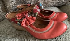 Staccato Women Multicolour Leather Floral Bow Wedge Heels/Mules/Shoes 38 / UK 5