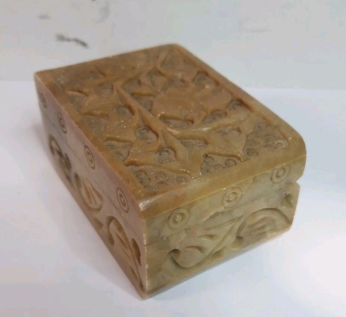 Soapstone lidded box hand - lidded,