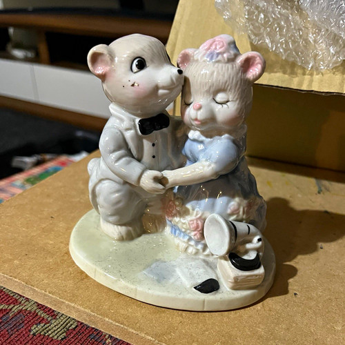 Ceramic mouse couple - mouse, figurine