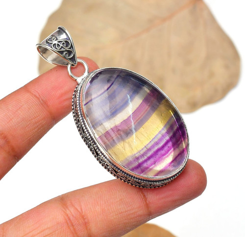 Fluorite gemstone 925 sterling - fluorite,