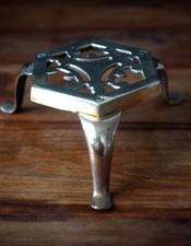 Vintage brass hexagonal trivet - vintage,