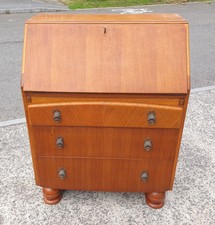 VINTAGE 1950'S OAK VENEERED BUREAU / DESK       DELIVERY AVAILABLE