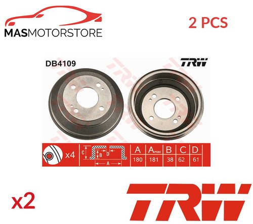 Brake drum pair set - rear, trw
