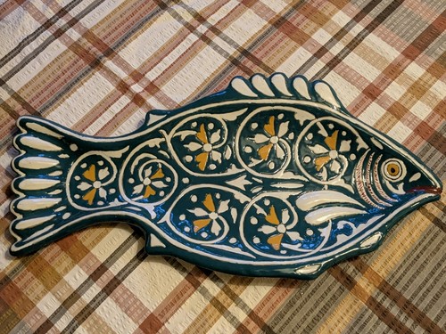 Large hand painted ceramic - painted,