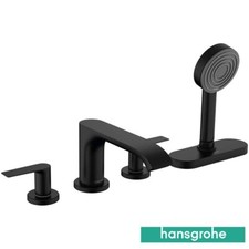 Hansgrohe Vivenis Matt Black 4-Hole Rim Mounted Bath Mixer Tap With sBox
