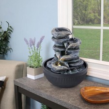 Indoor Cascading Water Feature Indoor Tabletop LED Fountain Waterfall Home Decor