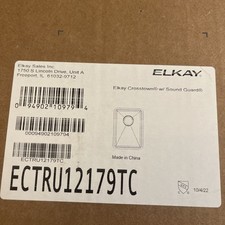 Elkay ECTRU12179TC Crosstown Stainless Steel Single Bowl Undermount Bar Sink 