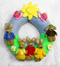KNITTING PATTERN - Easter Peter Rabbit inspired Wreath Hanging Decoration 22 cms