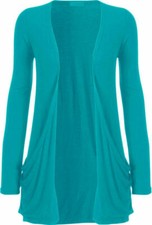 Womens Ladies Girls Long Sleeve Boyfriend  Top Open Pocket Cardigan 8-26