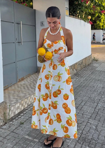 Zara oranges printed - printed, linen