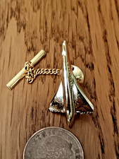 Vintage Gold Toned CONCORDE Airline Aircraft Jet Plane Lapel Pin Tie Tack