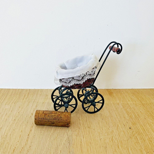 Vintage white wicker miniature - white,
