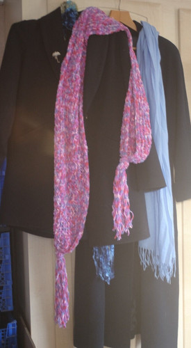 Handmade knitted scarf - knitted, in