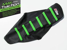 KAWASAKI KX85 KX100 2014-2024 RIBBED GRIPPER SEAT COVER BLACK + GREEN STRIPES