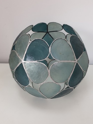 Teal blue floral - capiz, shell