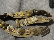 33 Mixed Lot Of Military Buttons, Pins And Badges All On 1 Military Belt ￼