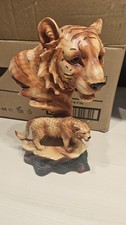 Naturecraft Tiger Head With Cub Wood Effect Resin Figurine See Photos