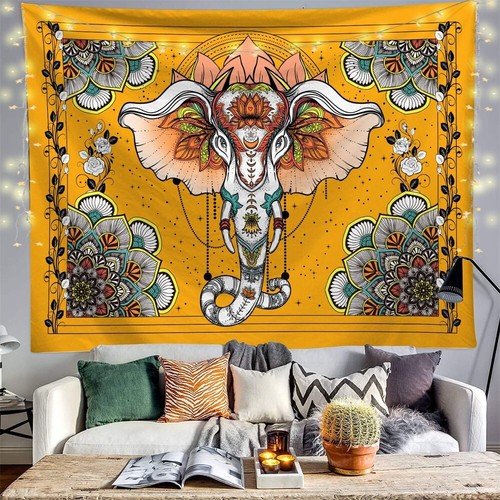 Elephant tapestry flower wall - elephant,