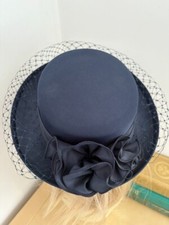 navy blue veil bow wedding mother of special occasion goodwood races funeral hat