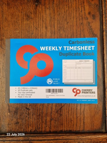 Carbonless weekly timesheet - carbonless,